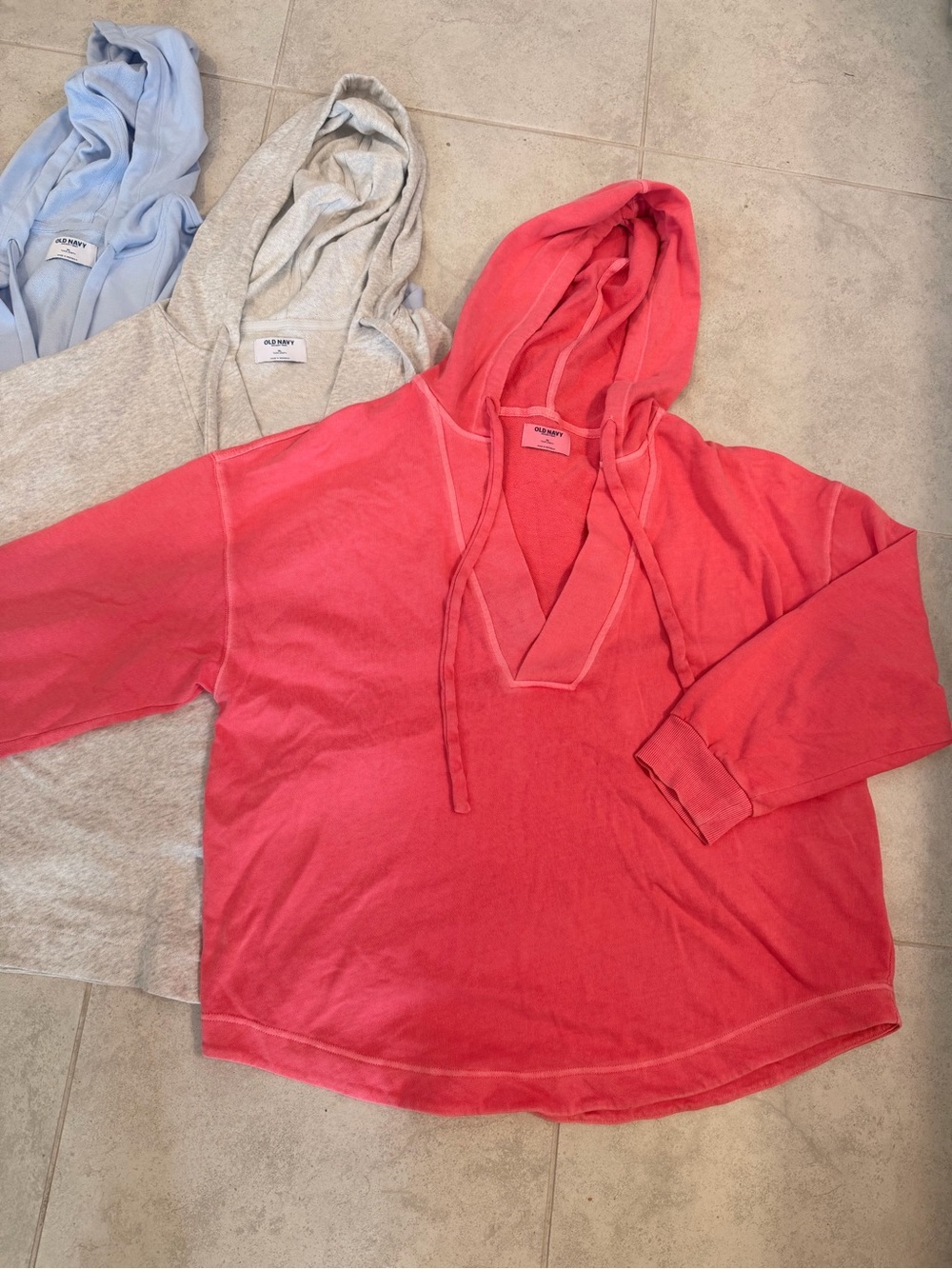 Lot of 3 OLD NAVY Cozy Pullover Hoodies in Coral, Light Blue & Light Gray Sz XL - Picture 2 of 2